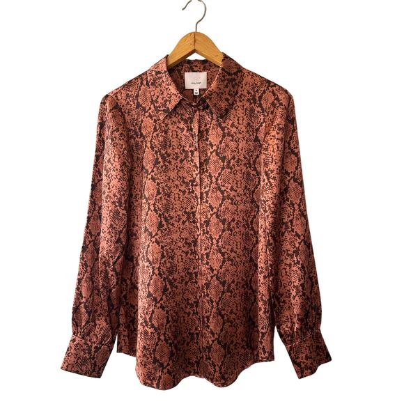 Cinq à Sept NWT 100% Silk Python Print Isha Blouse in Rosewood Size M - Picture 2 of 9